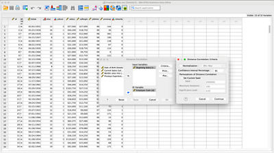 Captura de pantalla de Distance Correlation en V31 SPSS Statistics