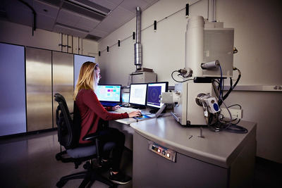 Employee working on research job