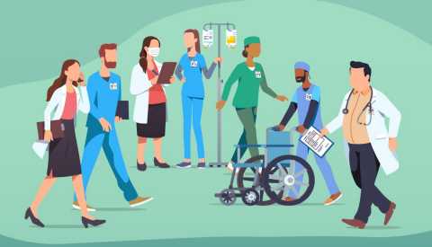 medical team working at a care center