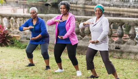 group of women doing tai chi