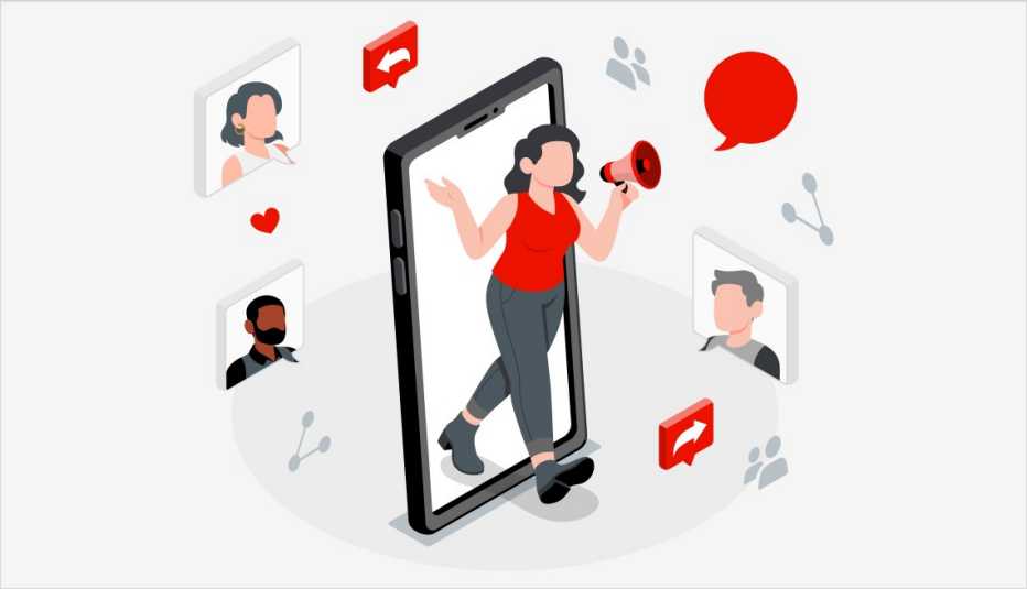 illustration of aarp member sharing membership with friends