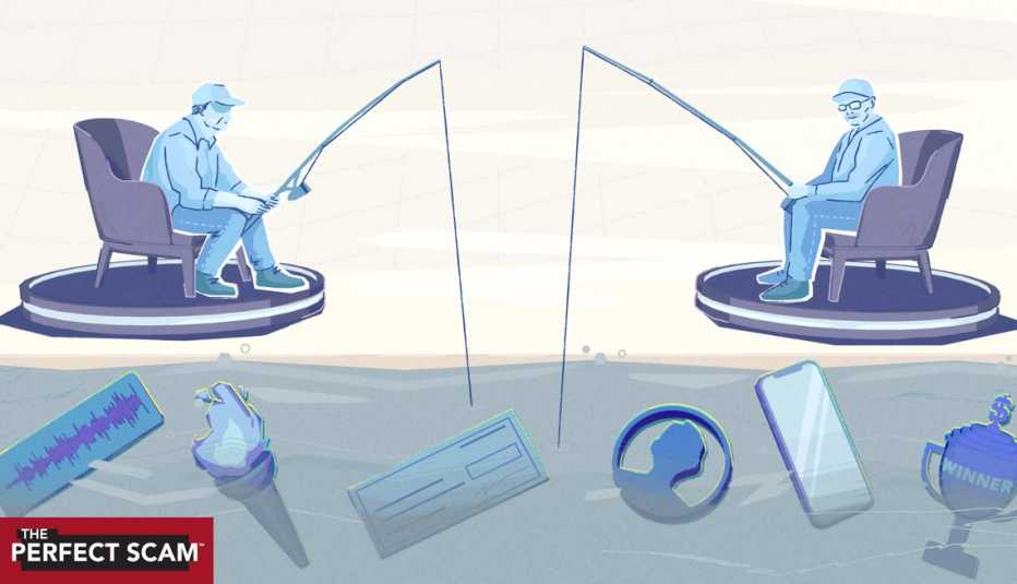 people sitting in chairs with fishing poles in the water with objects in the water