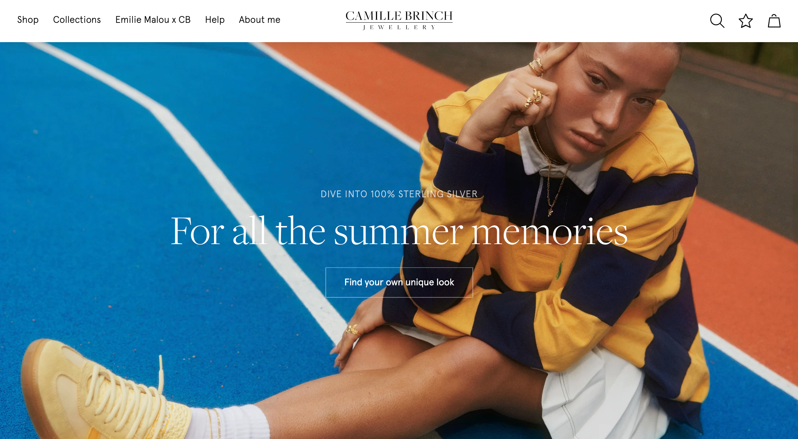 Home page for the ecommerce website of Shopify store Camille Brinch