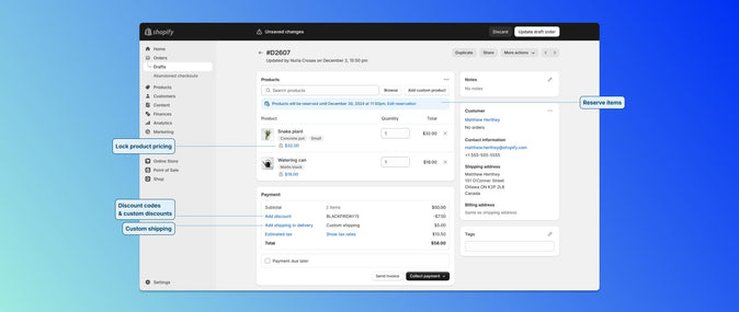 Koncepty objednávek Shopify