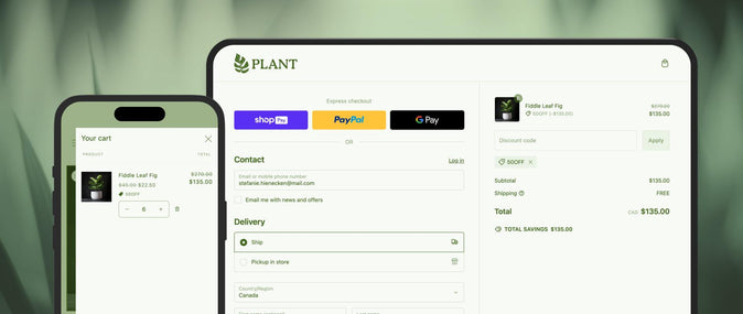 Shopify Cart a Shopify Checkout.