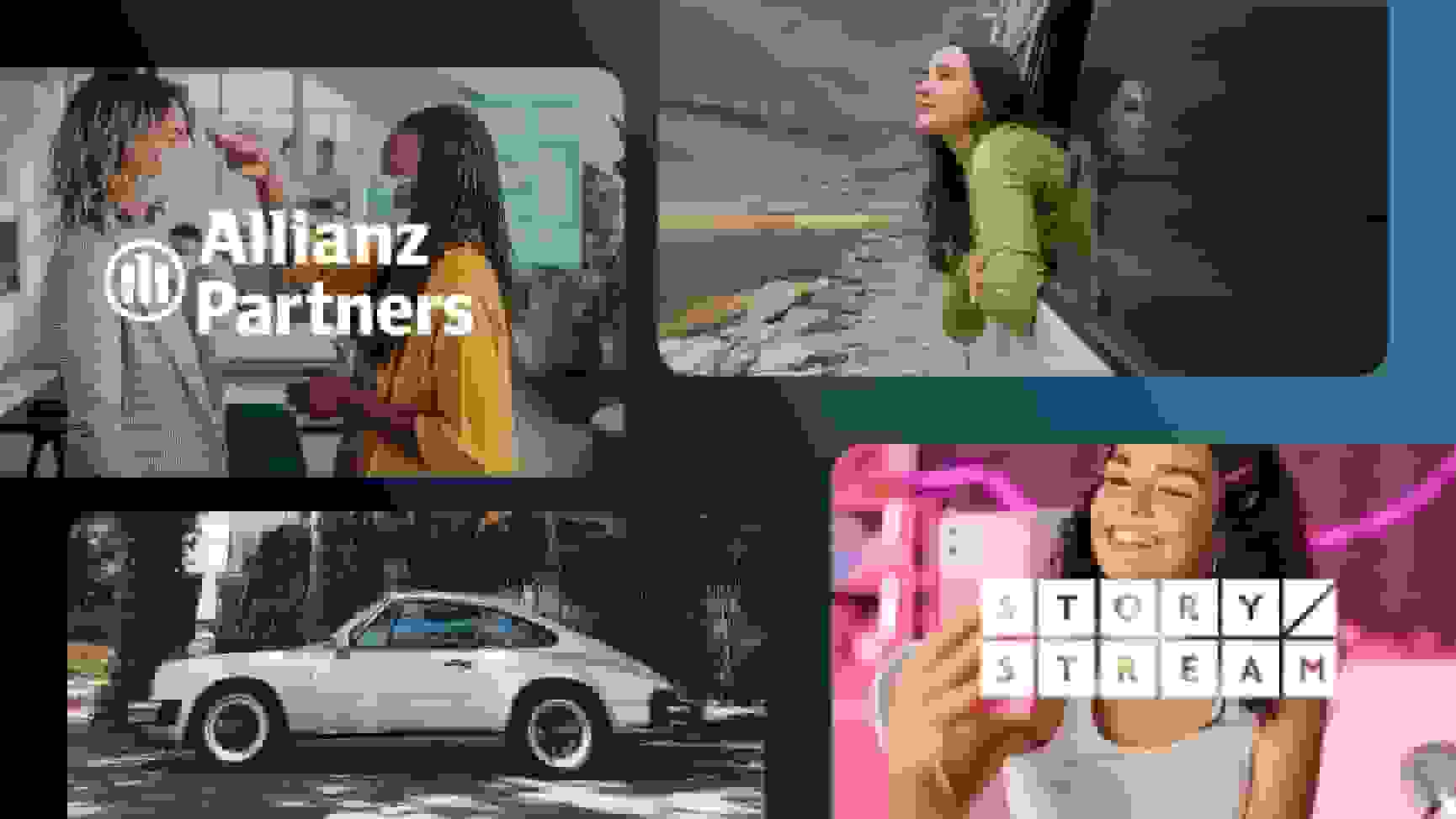 Collage of images including a Porsche 911, a doctor checking a patient's temperature, a young woman taking a selfie, and a woman looking out of a train window