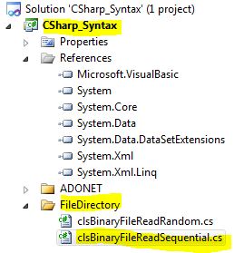 CS Syntax File Directory Binary File Read Sequential