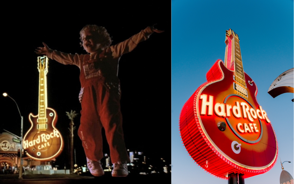 Honey, I Blew Up the Kid image is courtesy of imdb. Hard Rock Cafe sign is part of The Neon Museum's Collection.