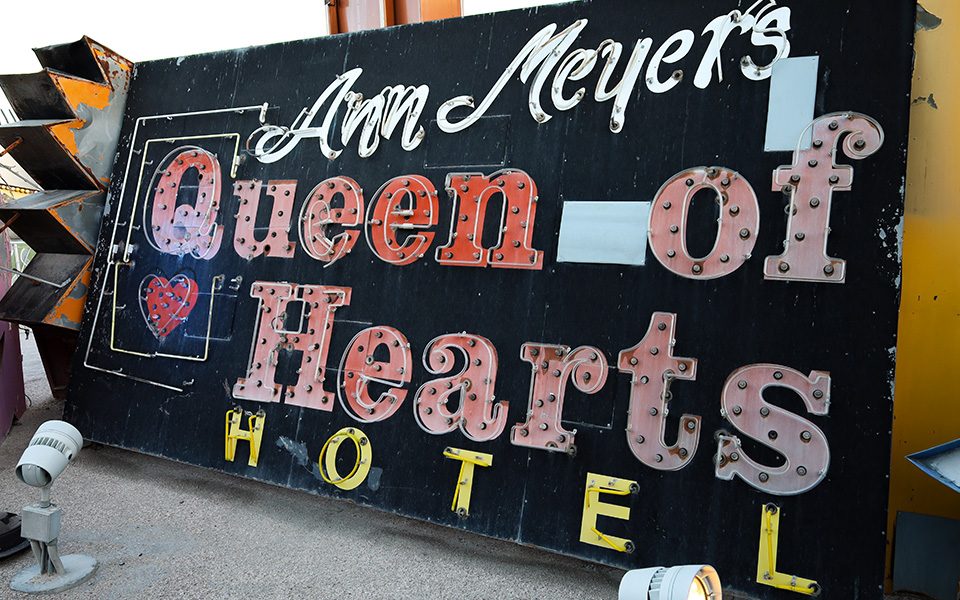 Ann Meyers Queen of Hearts Hotel sign