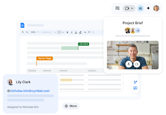 Cộng tác xử lý một tệp Google Tài liệu trong một cuộc gọi video. 