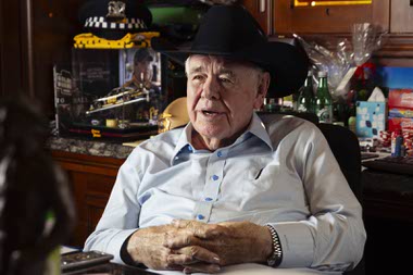 Michael Gaughan sits in his office at the South Point, his desk stacked with papers, the walls a testament to his passions. One wall is covered entirely with ...