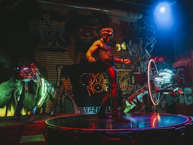 The former Lost Spirits space has become home to a dark carnival-themed rave called Oddyssey Noir, the first entry in a party series offered under Area15’s Nite Mode membership.