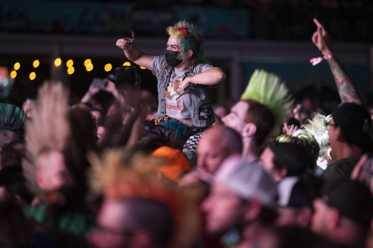 People listen to Streetlight Manifesto perform during the Punk Rock Bowling Music Festival at t ...