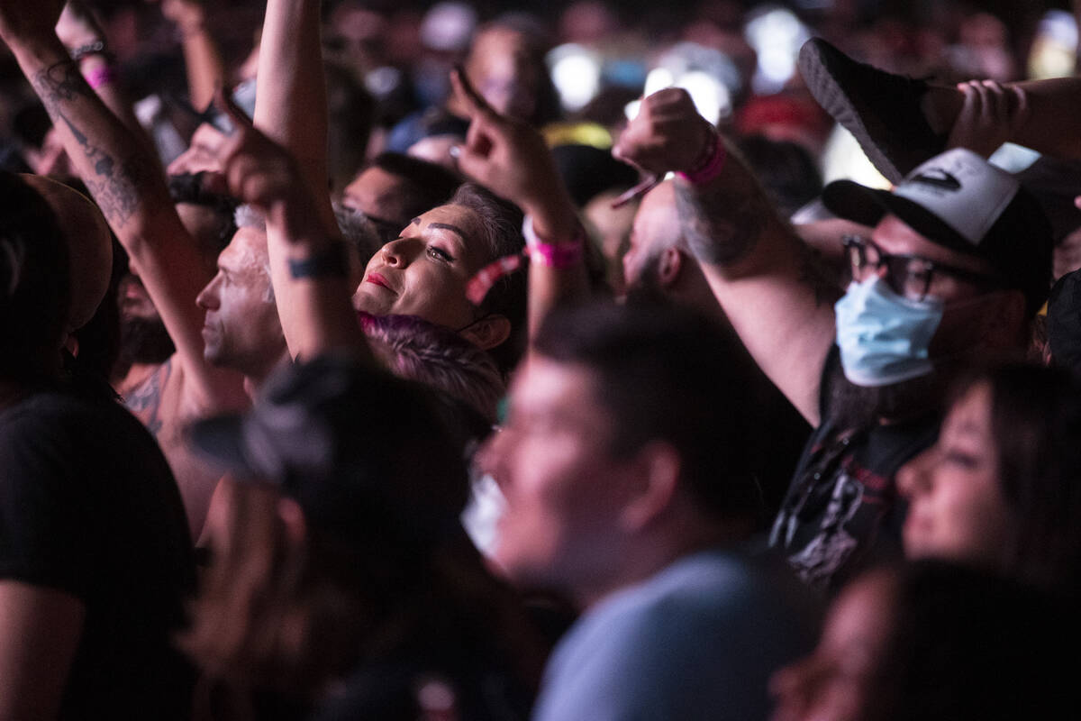People listen to Streetlight Manifesto perform during the Punk Rock Bowling Music Festival at t ...
