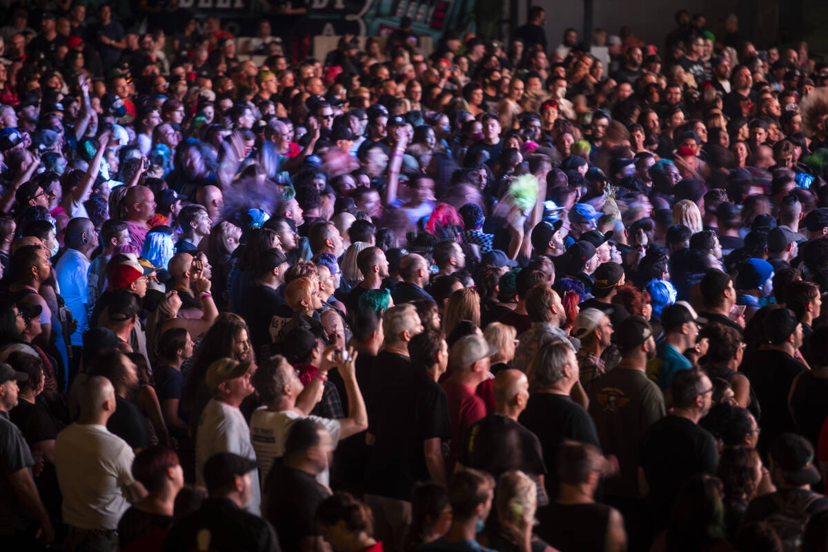 People attend the Punk Rock Bowling Music Festival at the Downtown Las Vegas Events Center in L ...