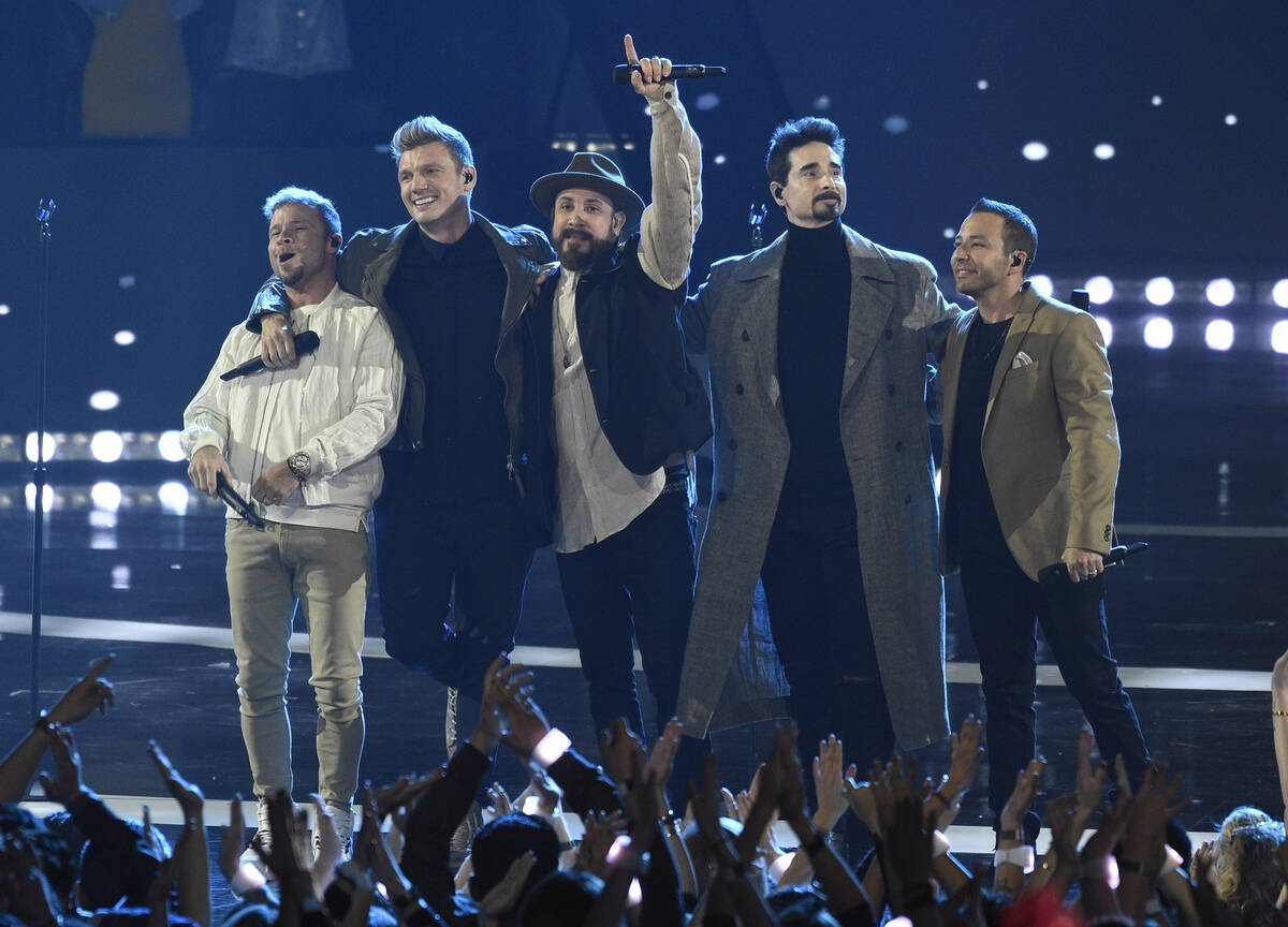 Brian Littrell, from left, Nick Carter, AJ McLean, Kevin Richardson and Howie Dorough, of Backs ...