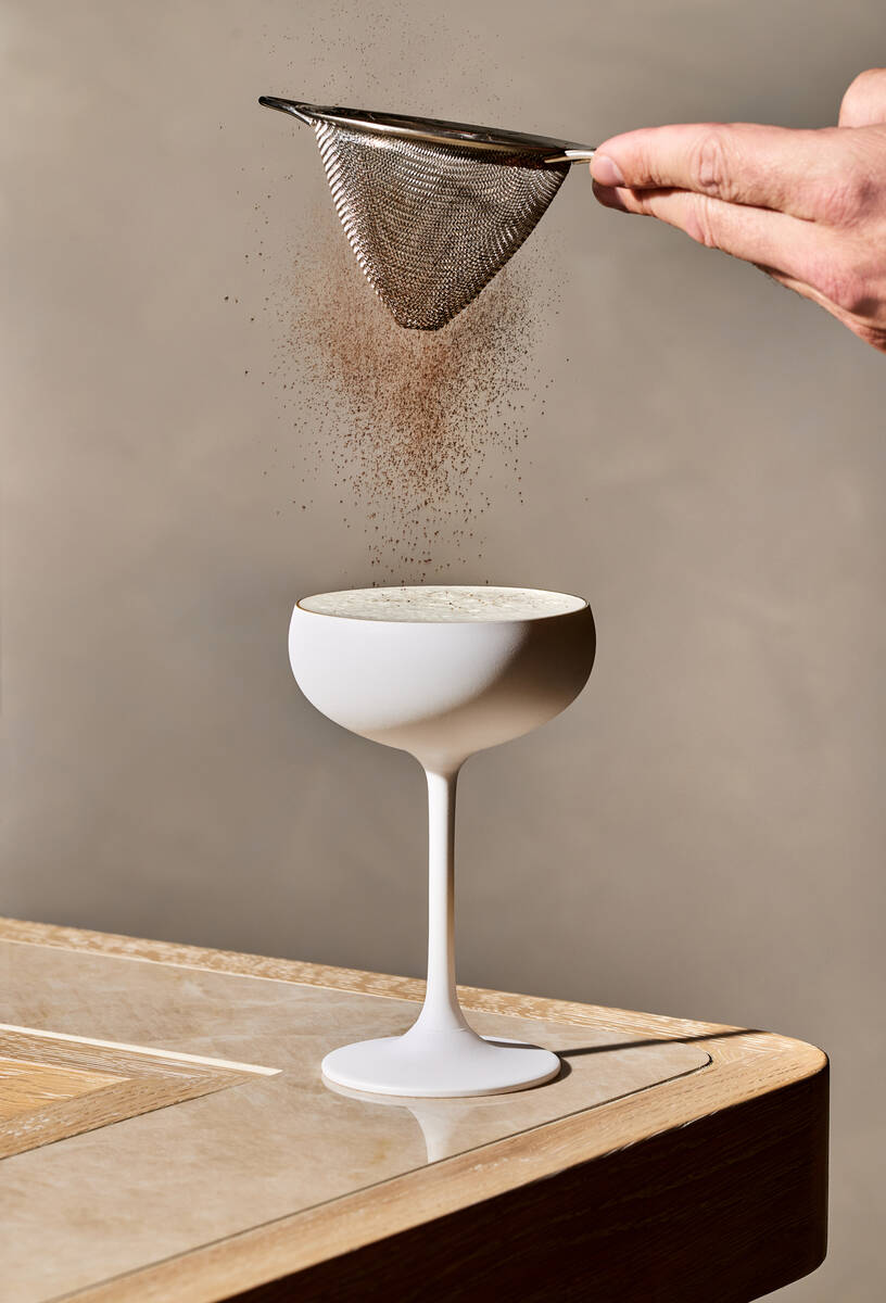 A Minoan Sour cocktail at Zaytinya, a Mediterranean restaurant from chef José Andrés that ope ...