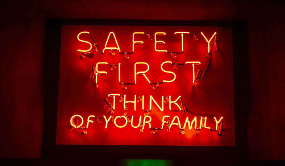 One of the many fun signs about during a first look tour at Universal Horror Unleashed Las Vega ...