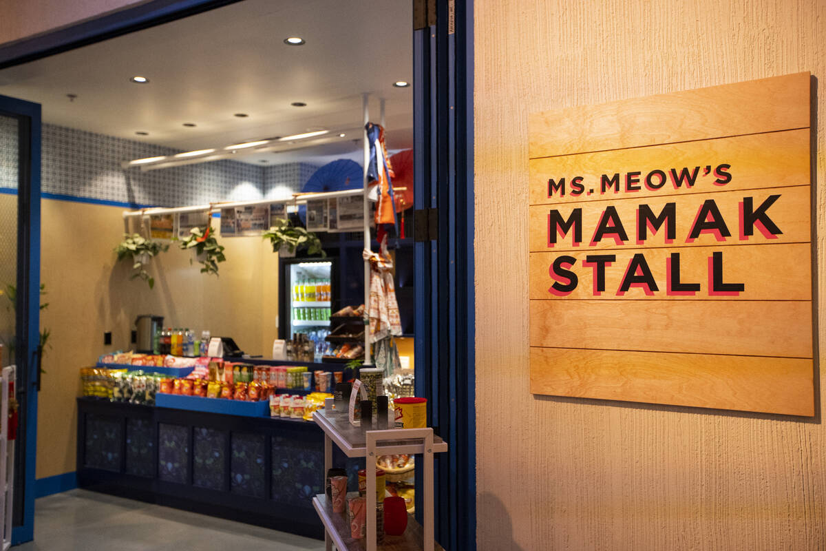 The entrance to the Resorts World Las Vegas speakeasy Here Kitty Kitty Vice Den, in Las Vegas, ...