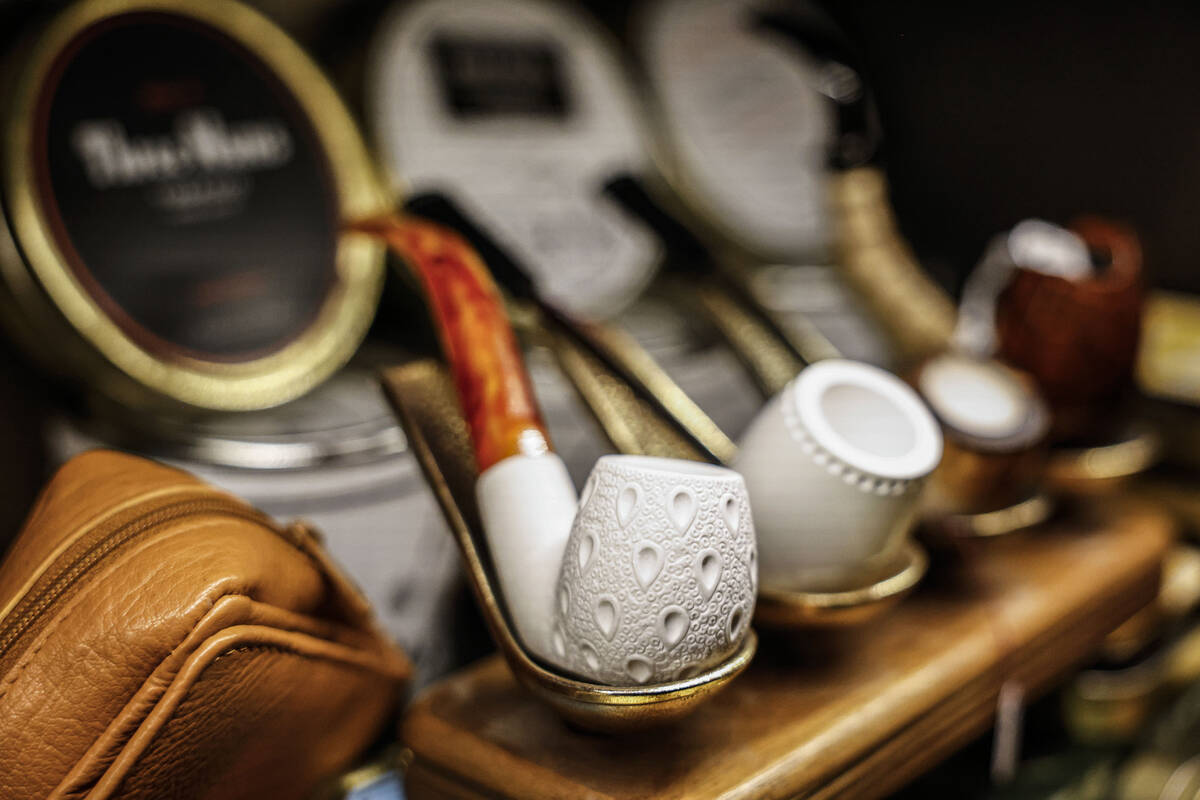 Decorative pipes are photographed lining the walls at The Dark Arts room at Grey Witch Tuesday, ...