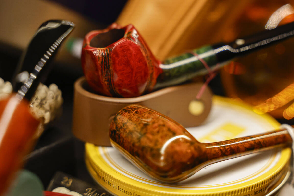 Decorative pipes are photographed lining the walls at The Dark Arts room at Grey Witch Tuesday, ...