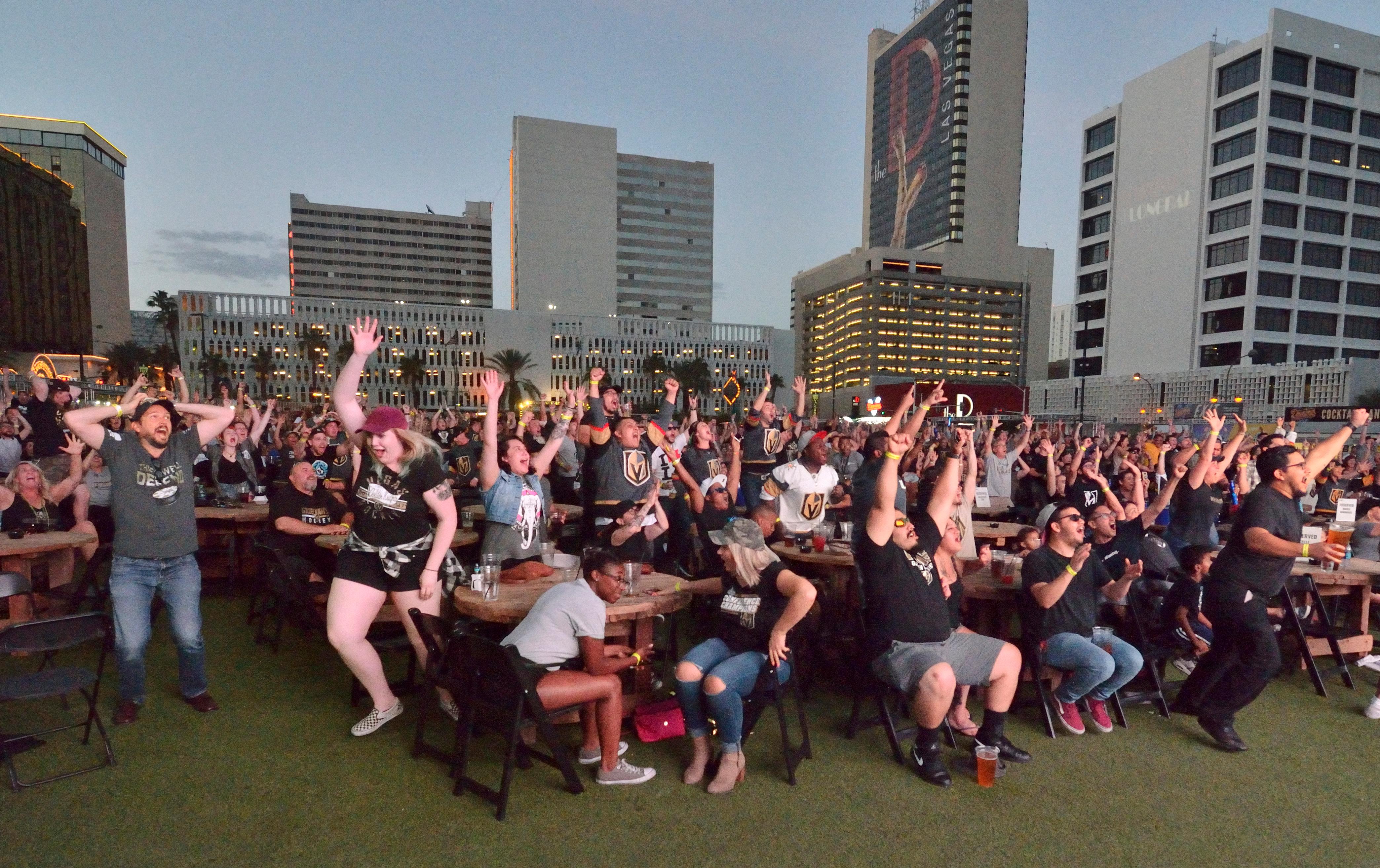 Attendees are shown during a watch party for the second game of the Stanley Cup Playoffs featuring the Las Vegas Golden Knights and the Washington Capitals. The party was held at the Downtown Las Vegas Events Center at 203 S. 3rd St. in Las Vegas on Wednesday, May 30, 2018. CREDIT: Bill Hughes/Las Vegas News Bureau
