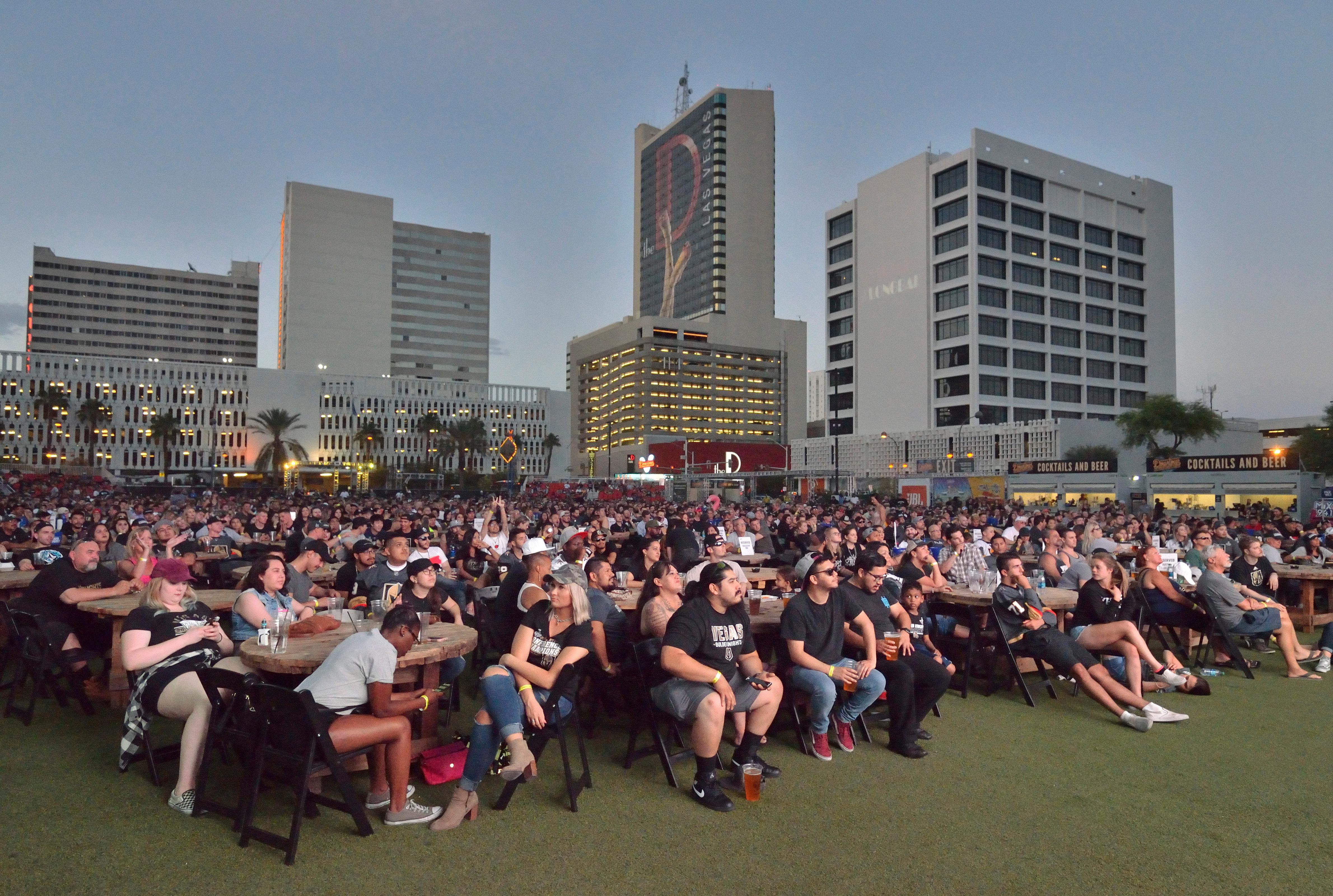 Attendees are shown during a watch party for the second game of the Stanley Cup Playoffs featuring the Las Vegas Golden Knights and the Washington Capitals. The party was held at the Downtown Las Vegas Events Center at 203 S. 3rd St. in Las Vegas on Wednesday, May 30, 2018. CREDIT: Bill Hughes/Las Vegas News Bureau