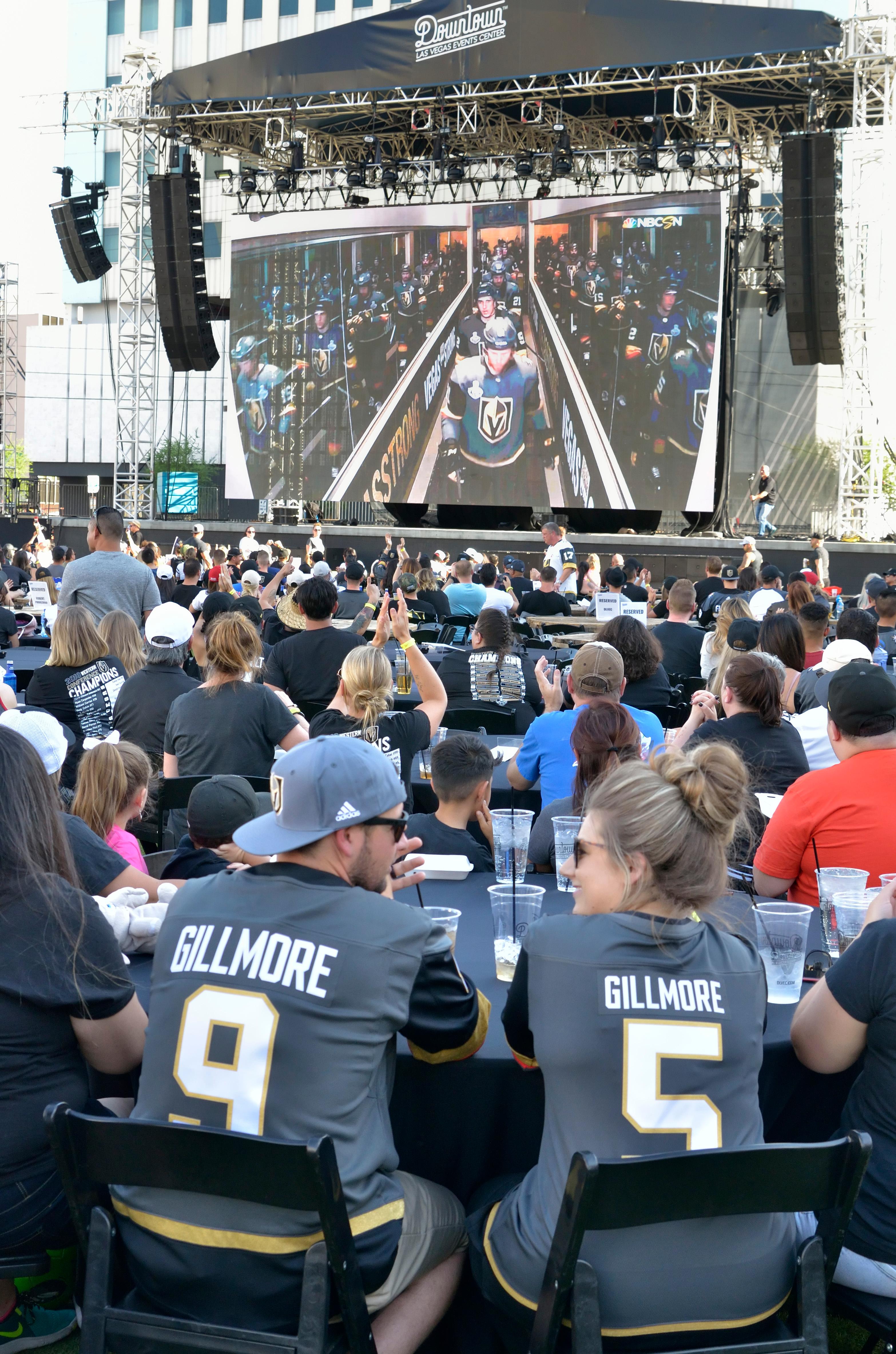 Attendees are shown during a watch party for the second game of the Stanley Cup Playoffs featuring the Las Vegas Golden Knights and the Washington Capitals. The party was held at the Downtown Las Vegas Events Center at 203 S. 3rd St. in Las Vegas on Wednesday, May 30, 2018. CREDIT: Bill Hughes/Las Vegas News Bureau