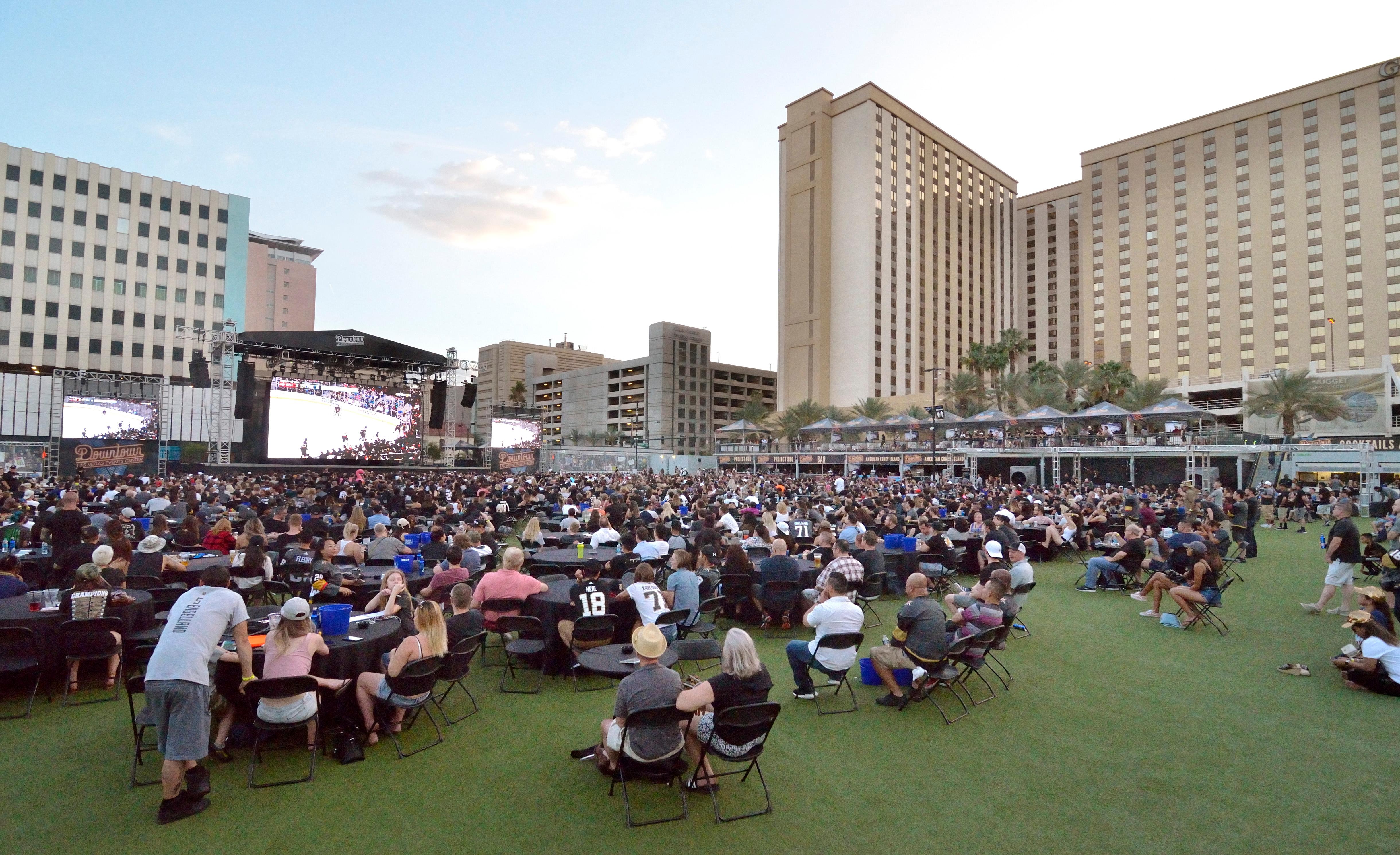 Attendees are shown during a watch party for the second game of the Stanley Cup Playoffs featuring the Las Vegas Golden Knights and the Washington Capitals. The party was held at the Downtown Las Vegas Events Center at 203 S. 3rd St. in Las Vegas on Wednesday, May 30, 2018. CREDIT: Bill Hughes/Las Vegas News Bureau