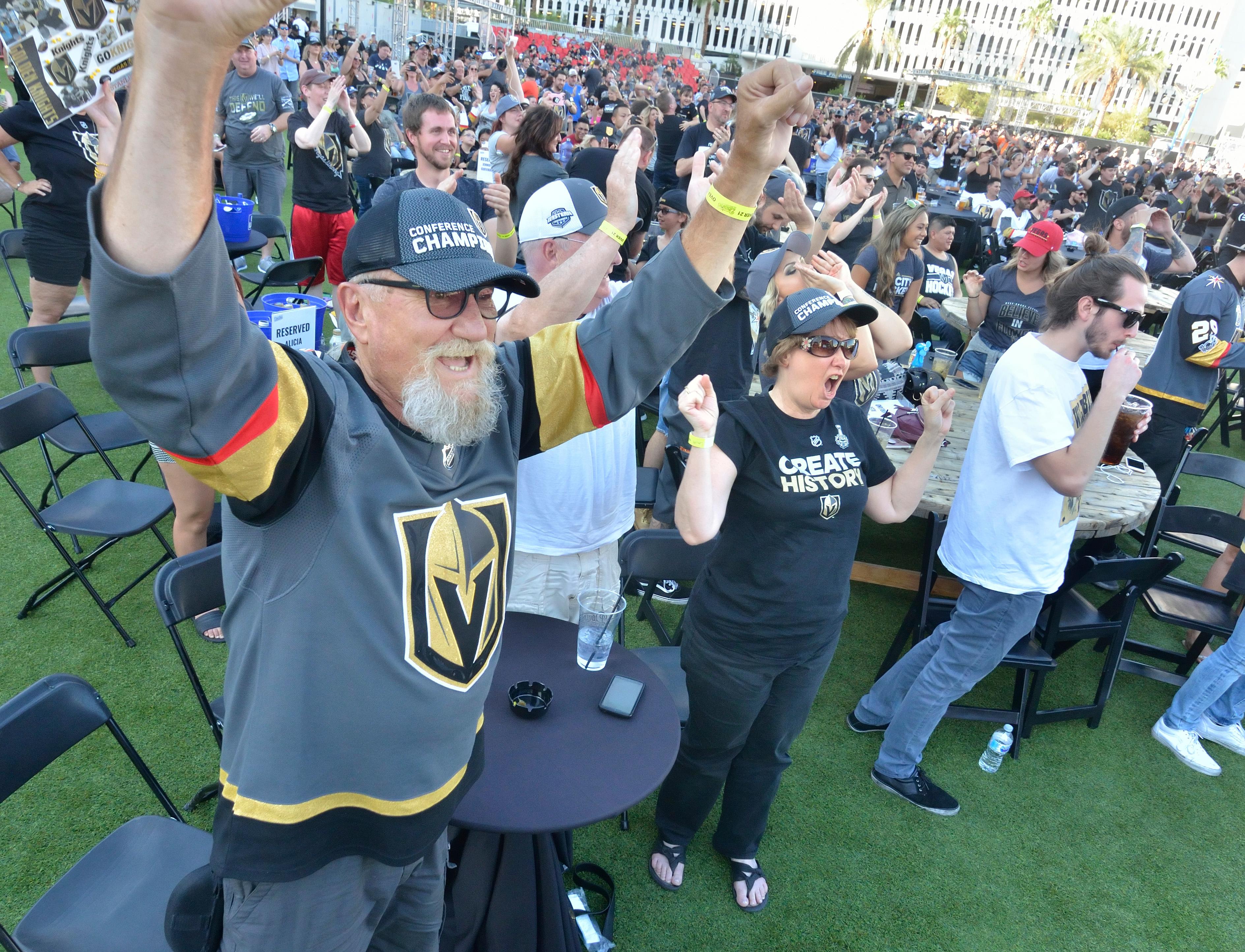 Attendees are shown during a watch party for the second game of the Stanley Cup Playoffs featuring the Las Vegas Golden Knights and the Washington Capitals. The party was held at the Downtown Las Vegas Events Center at 203 S. 3rd St. in Las Vegas on Wednesday, May 30, 2018. CREDIT: Bill Hughes/Las Vegas News Bureau