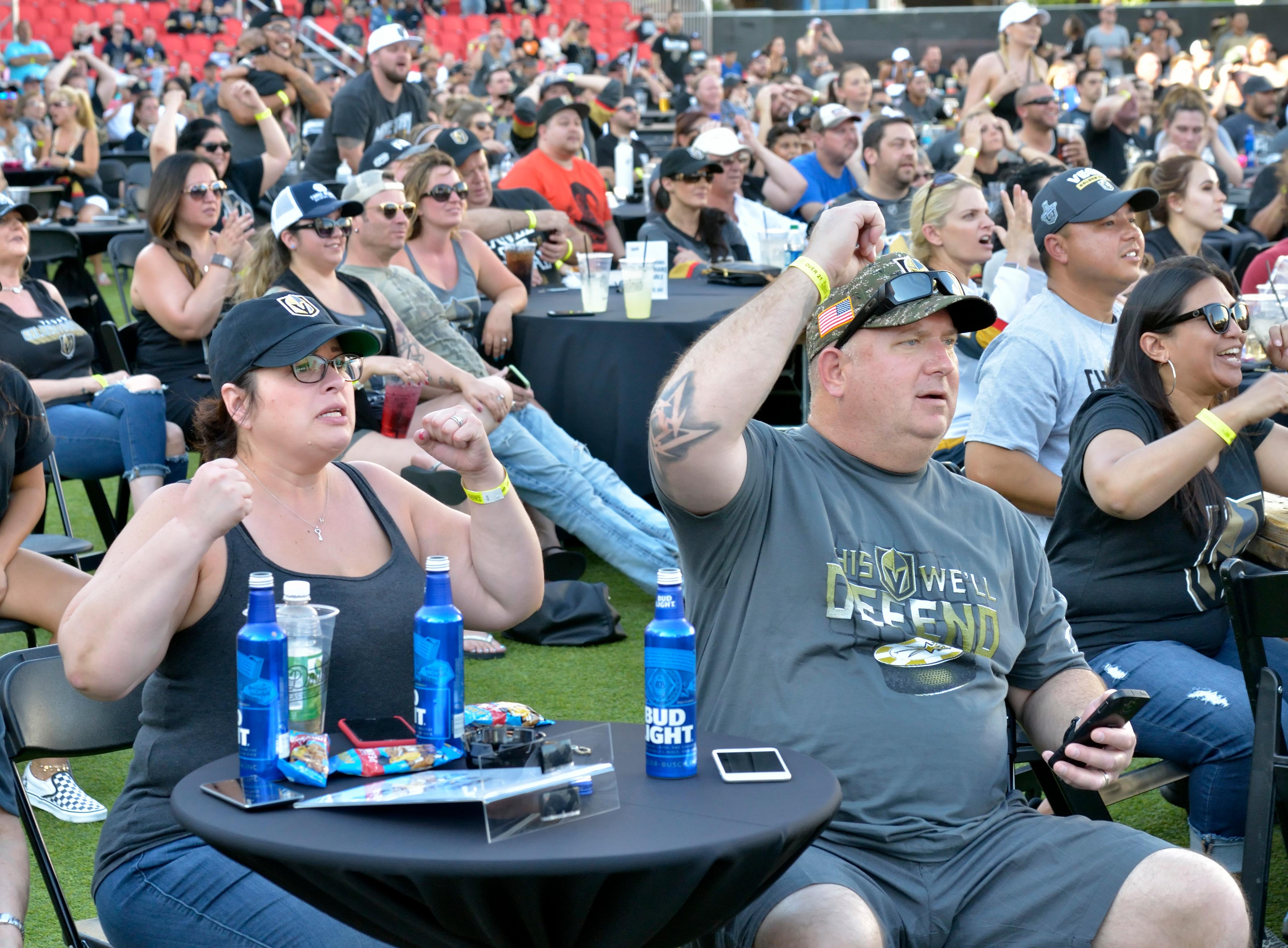 Sylvia and Steve Perry are shown during a watch party for the second game of the Stanley Cup Playoffs featuring the Las Vegas Golden Knights and the Washington Capitals. The party was held at the Downtown Las Vegas Events Center at 203 S. 3rd St. in Las Vegas on Wednesday, May 30, 2018. CREDIT: Bill Hughes/Las Vegas News Bureau