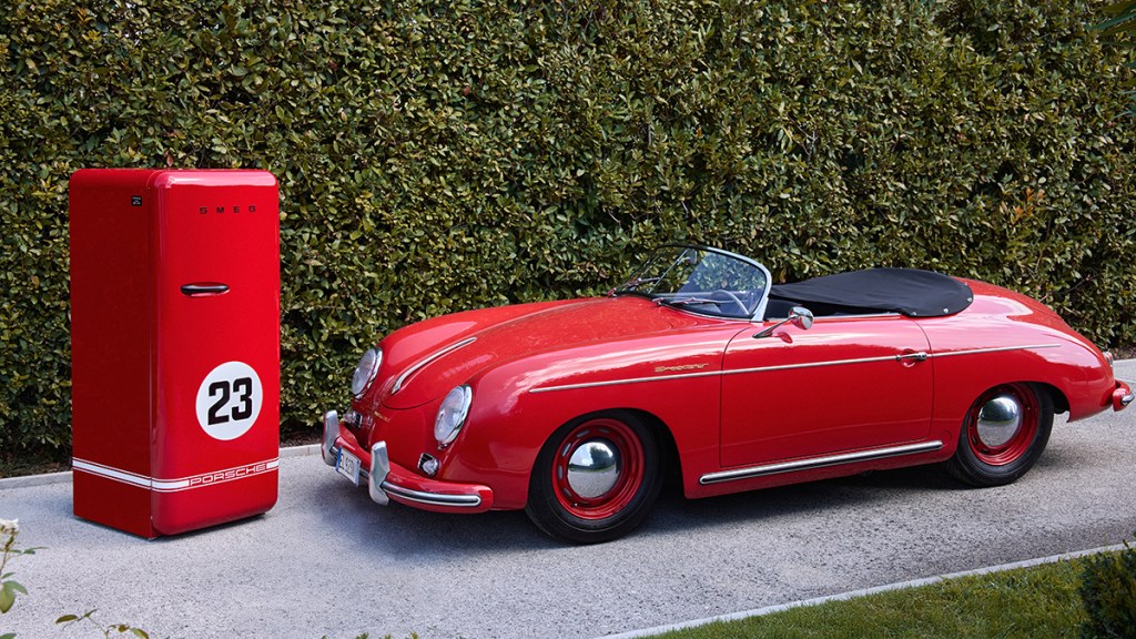 Porsche x SMEG Collection limited-edition Salzburg Red FAB28 Refrigerator