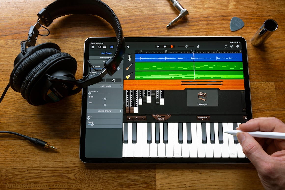 making music with GarageBand on an iPad Pro