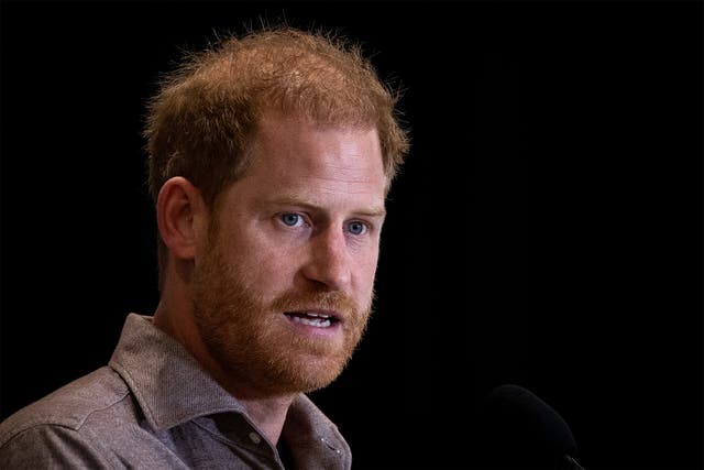 <p>Prince Harry, the Duke of Sussex, speaks during the Invictus Games 2025 in Vancouver</p>
