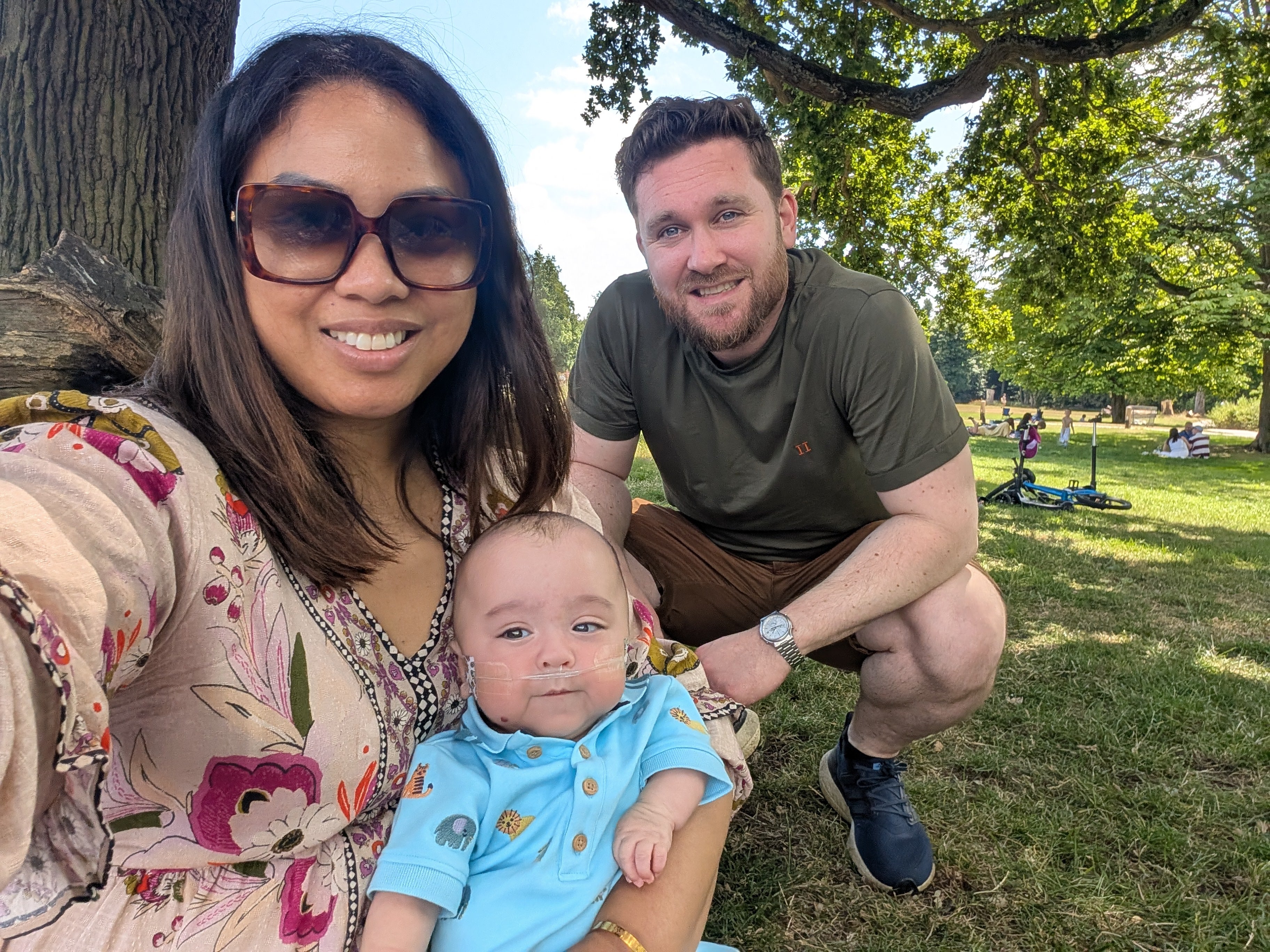Anita Ibrahim-Goddard and Paul Goddard with their son Adam - who they have described as “heroic”