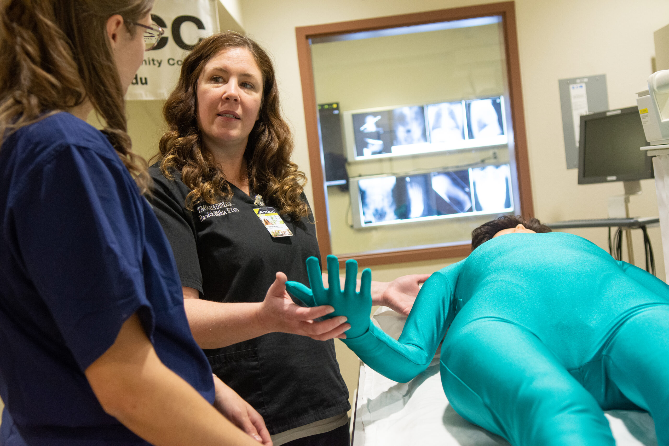 Students discuss health care during an event at the Pennington Heath Science Center at the Truckee Meadows Community College Redfield campus.