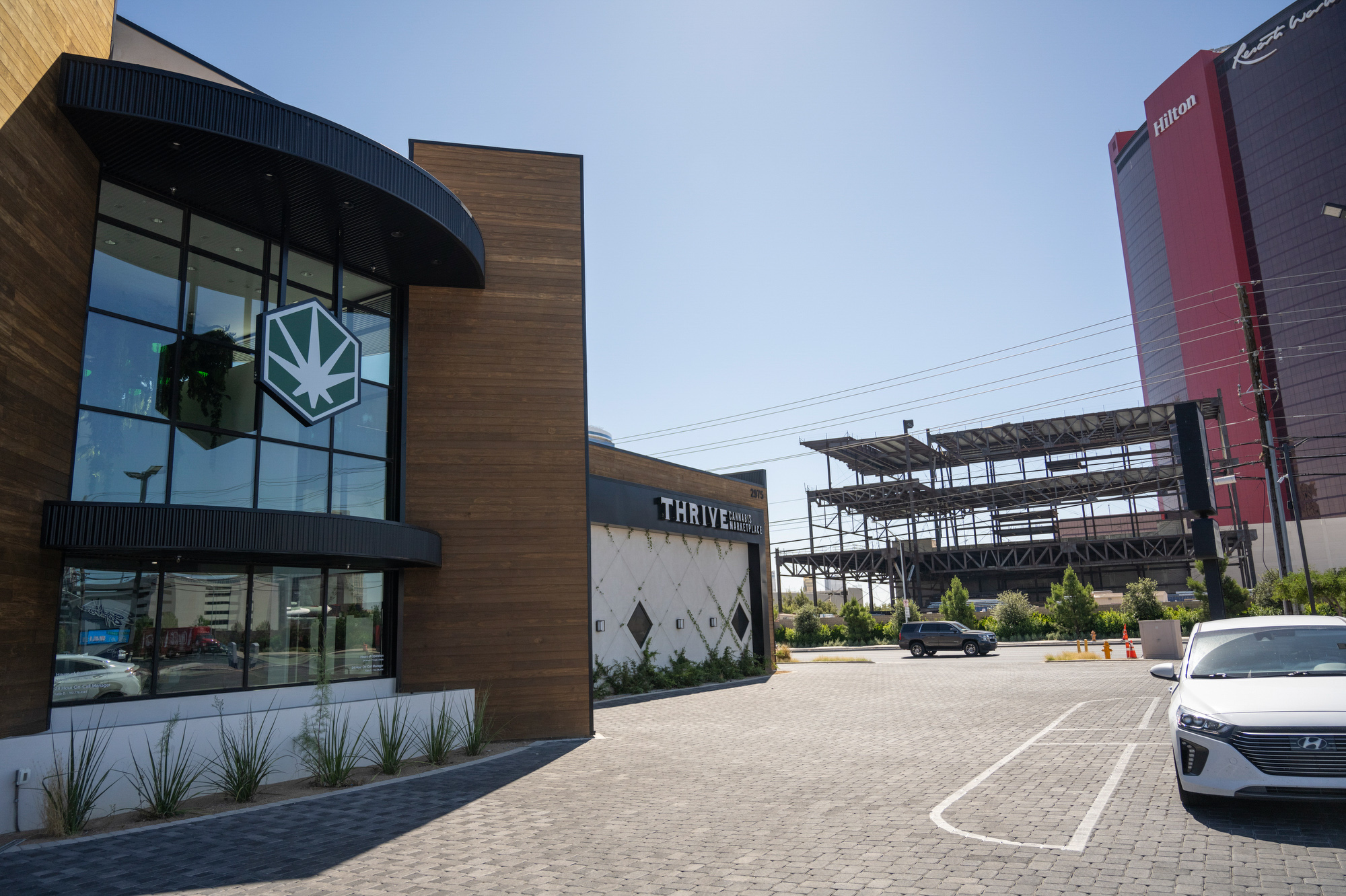 Thrive Cannabis Marketplace in Las Vegas is seen across Sammy Davis Jr. Drive from Resorts World Las Vegas.