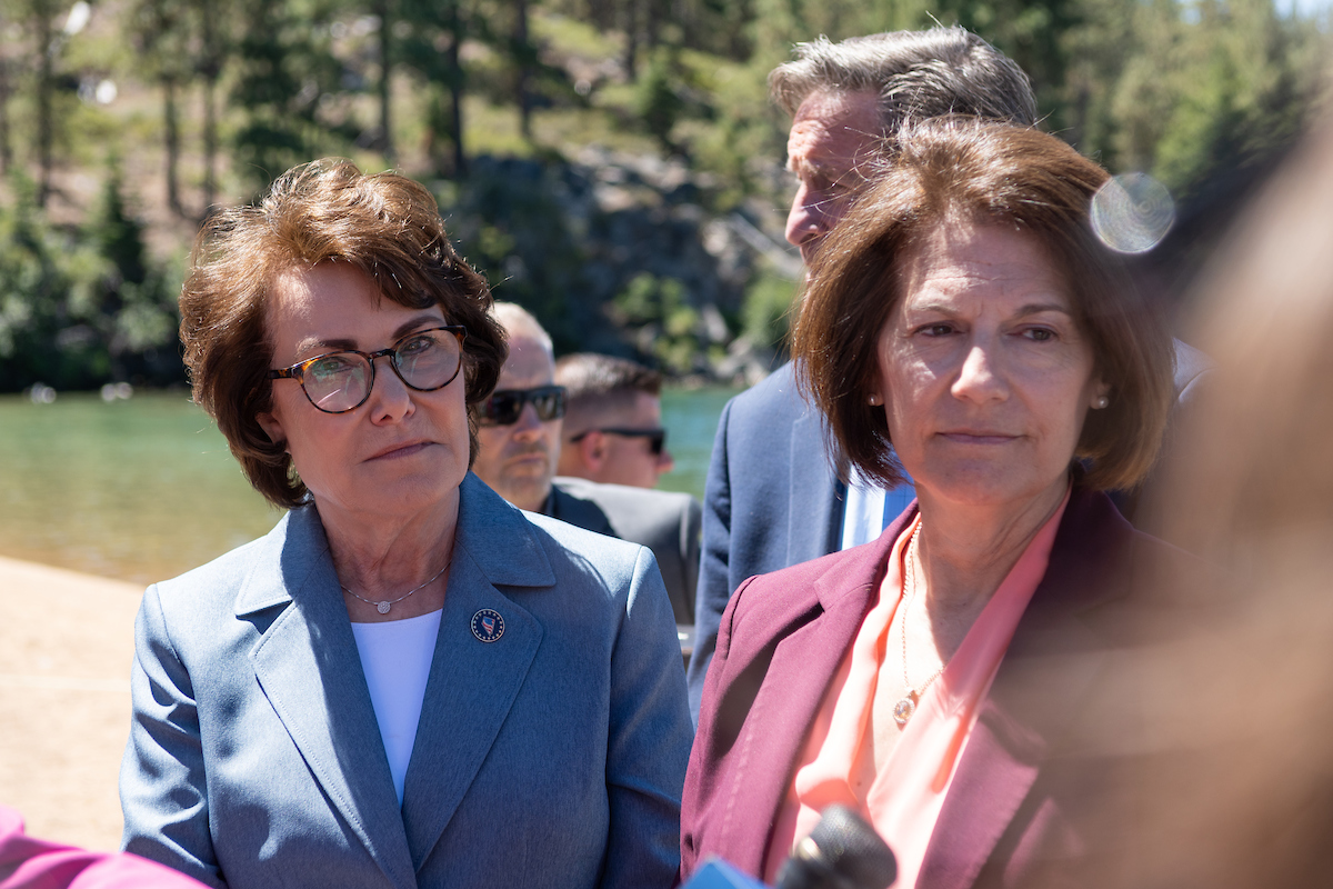 Sens. Jacky Rosen (D-NV) and Catherine Cortez Masto (D-NV) during the 28th annual Lake Tahoe Summit.