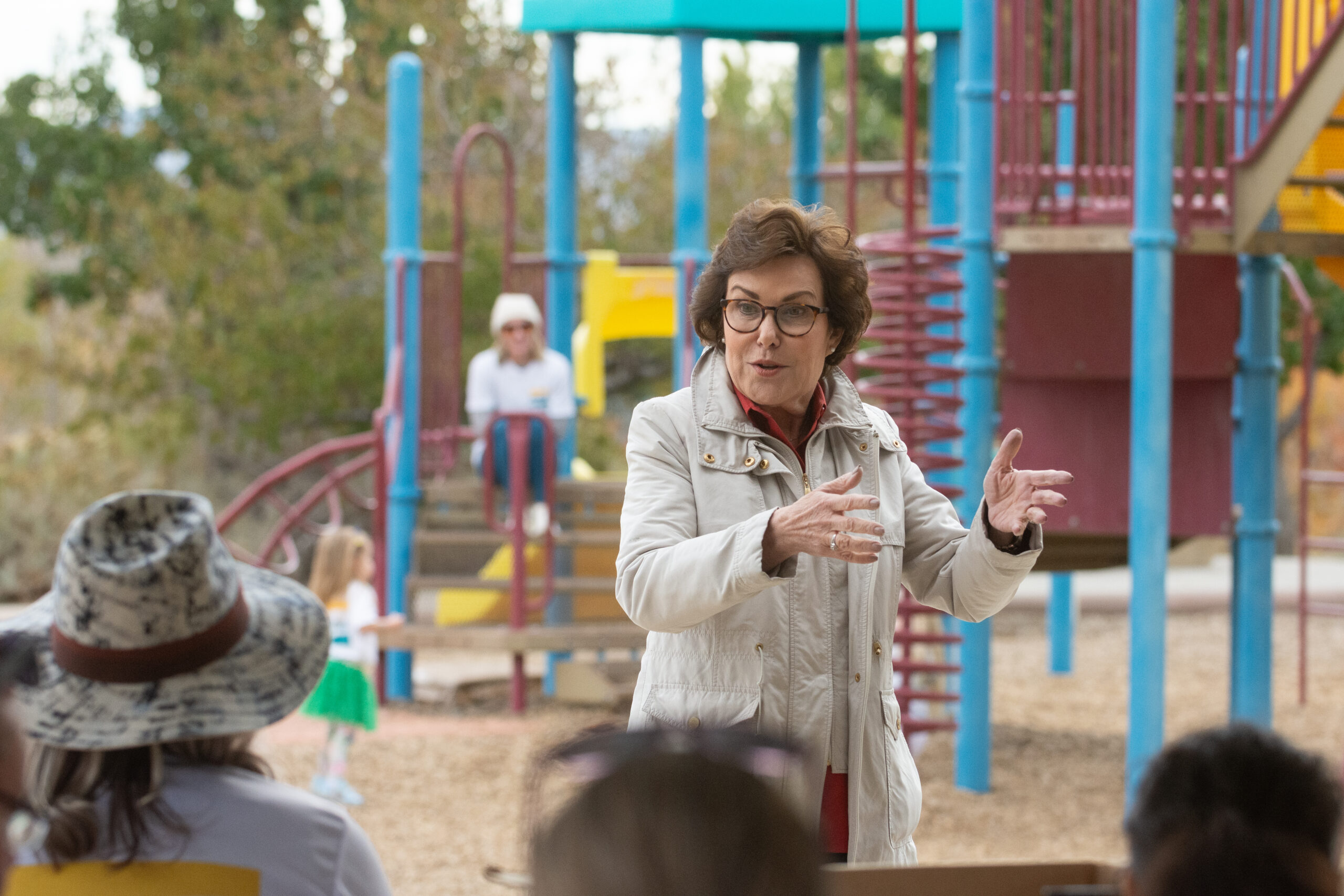 Sen. Jacky Rosen (D-NV) speaks to supporters at a canvas launch in Reno on Oct. 25, 2024.