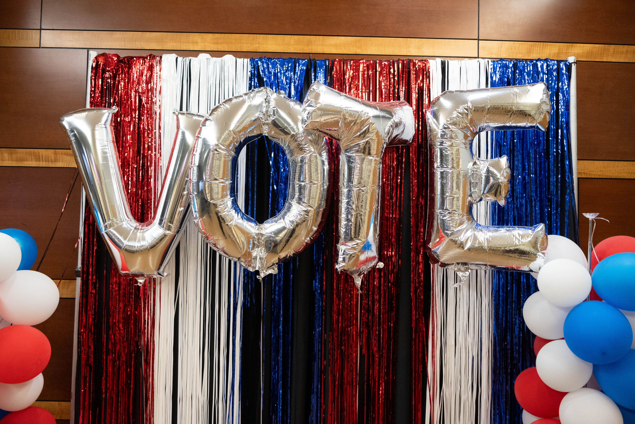 Balloons inside the Joe Crowley Student Union at UNR on Election Day in Reno.