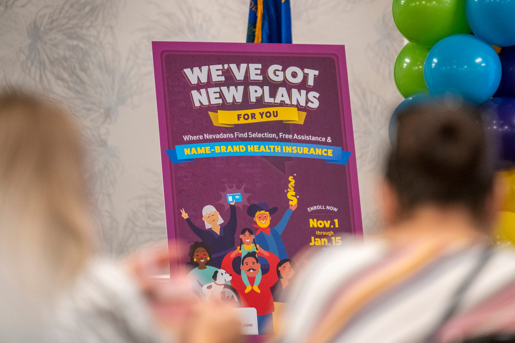 Signage as seen during a Nevada Health Link event informing brokers about the upcoming open enrollment period at Palace Station Hotel & Casino on October 2, 2025.