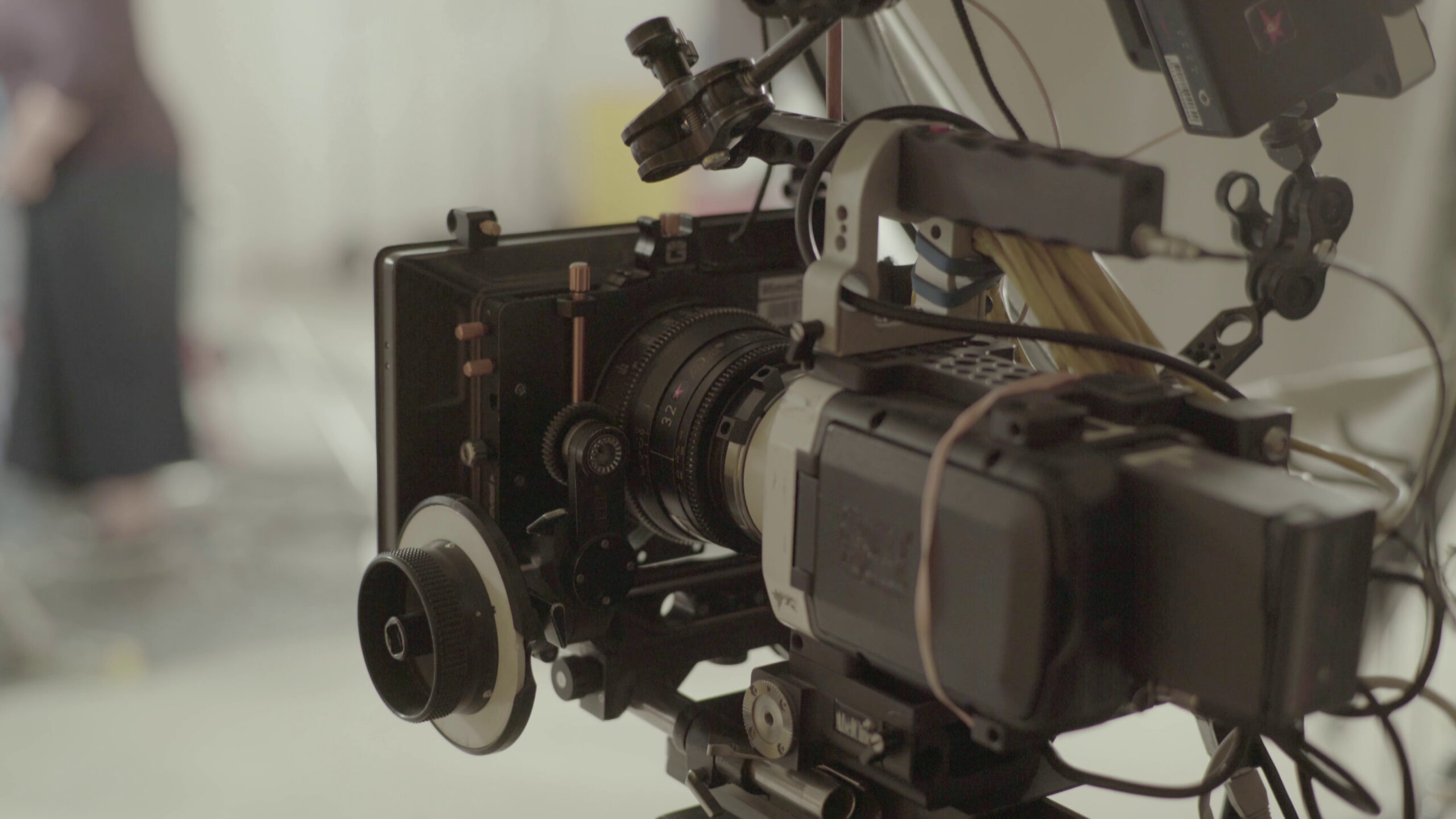 Professional camera on a film set.