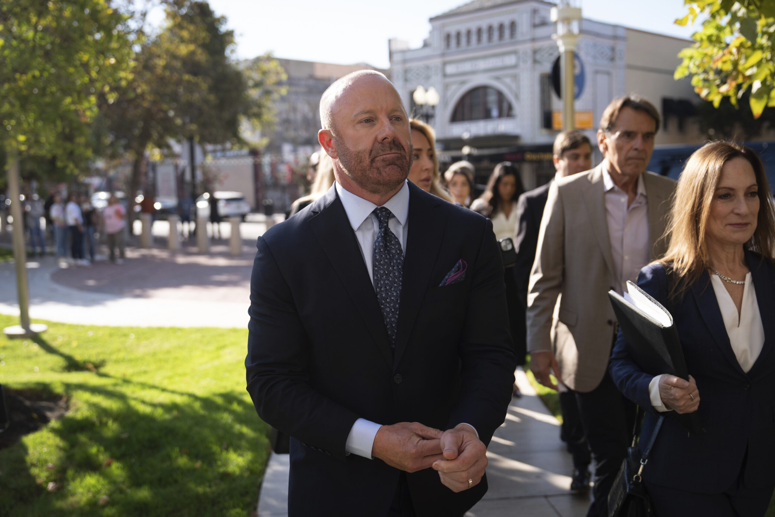 Mathew Bowyer, a Southern California bookmaker who wagered millions of dollars at Las Vegas casinos, arrives at federal court in Santa Ana, California for sentencing on Aug. 29, 2025.
