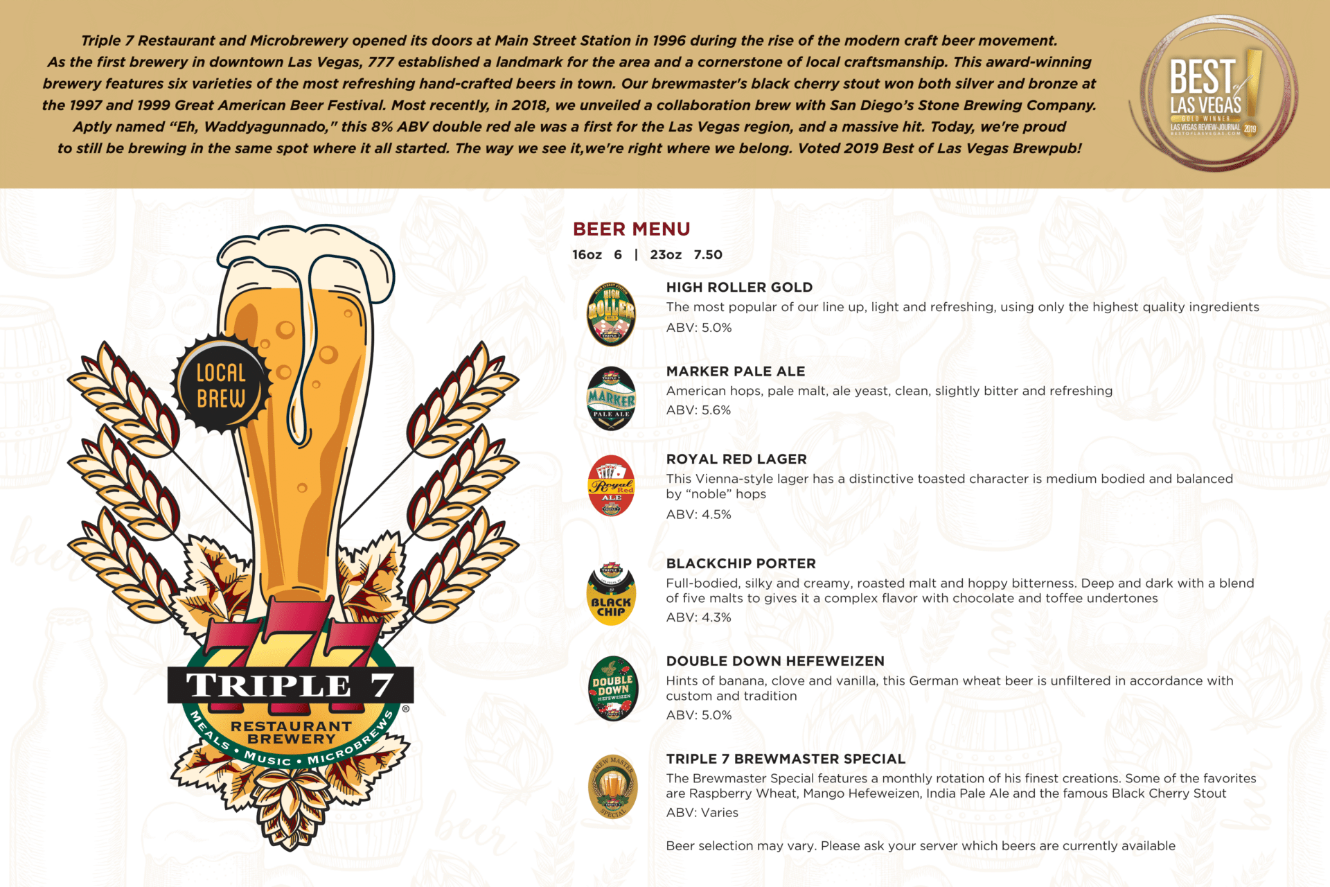 Main Street Station - Triple 7 Restaurant and Microbrewery 1 triple7 beermenu aug2021 1