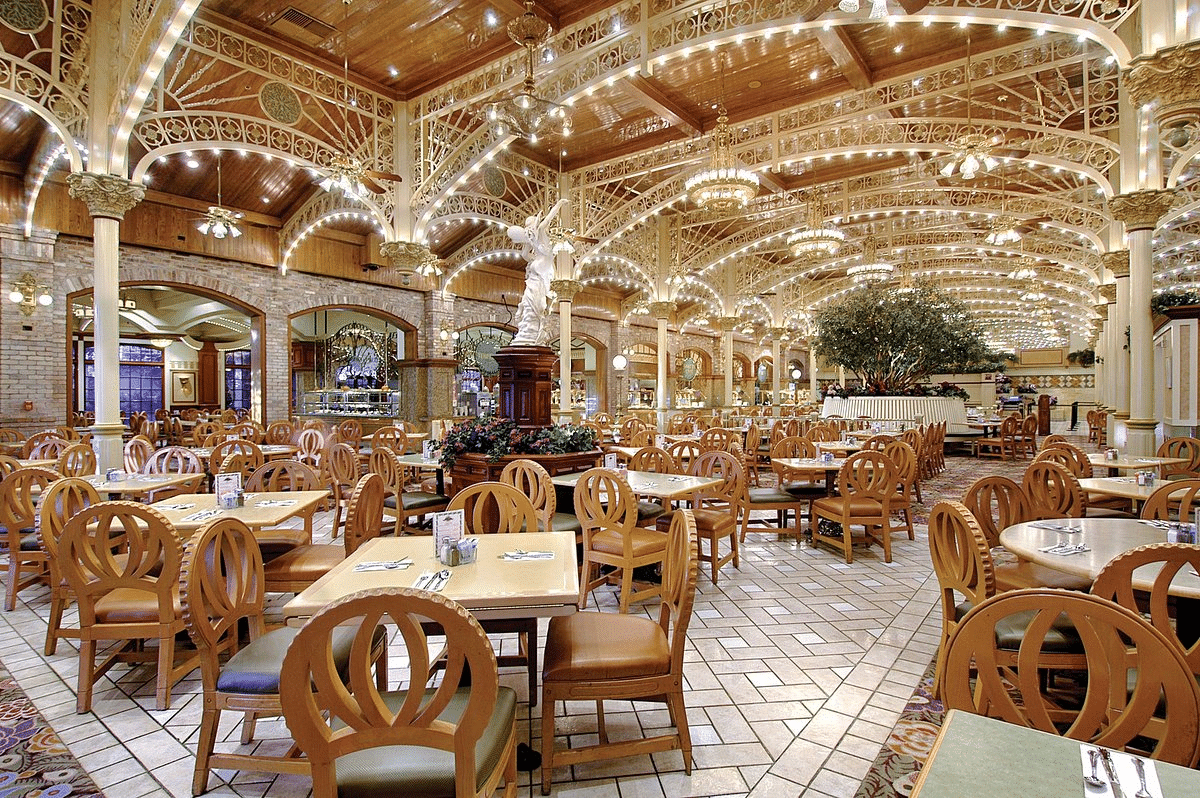 The dining room of Main Street Station’s Garden Food Court found off TripAdvisor.