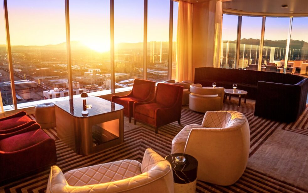 legacy club rooftop cocktails interior in downtown las vegas on sunset