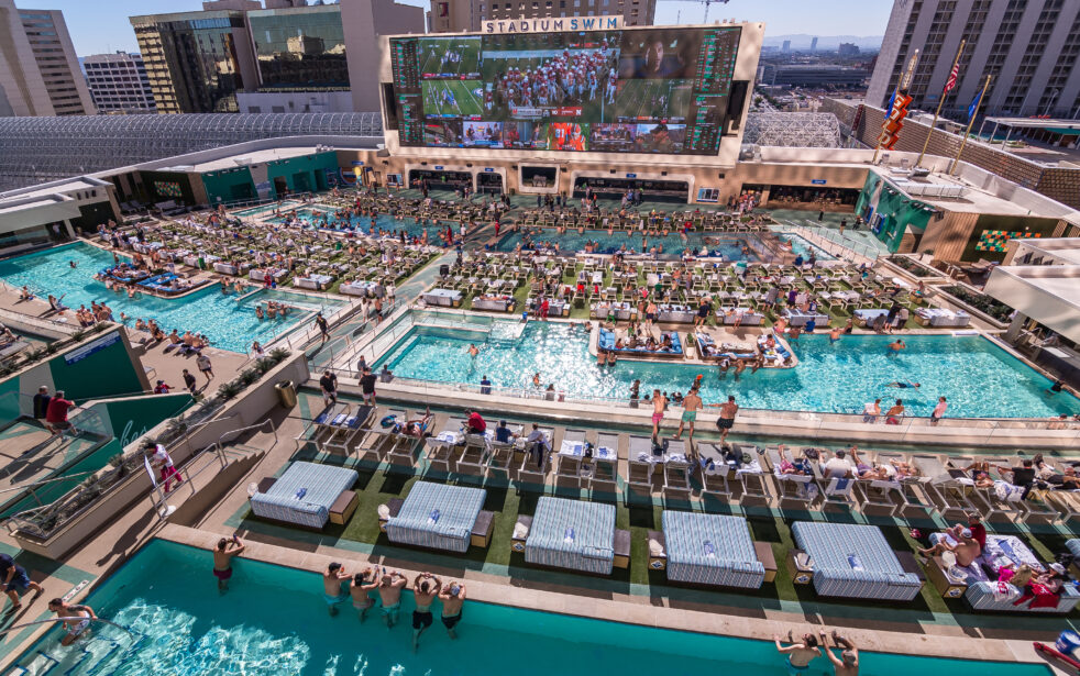 Football watch party at Stadium Swim in Las Vegas