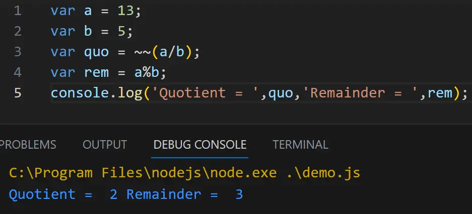 javascript integer division using bitwise operator 1