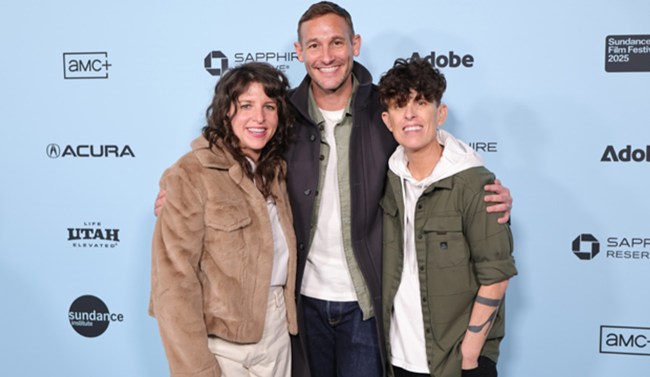 Megan Falley, Ryan White and Andrea Gibson attend the "Come See Me In The Good Light" Premiere during the 2025 Sundance Film Festival at Library Center Theatre on January 25, 2025 in Park City, Utah.
