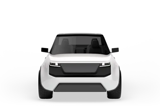 A white car shown forward facing.